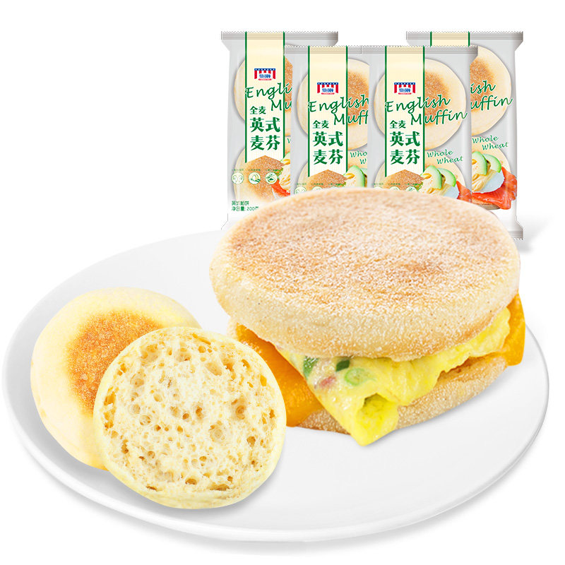曼可顿英式麦芬全麦汉堡胚麦满分面包胚三明治帕尼尼学生儿童早餐