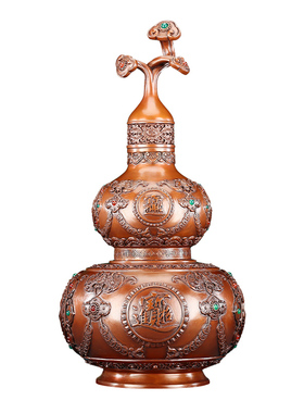 铜欣祥紫铜八卦葫芦摆件