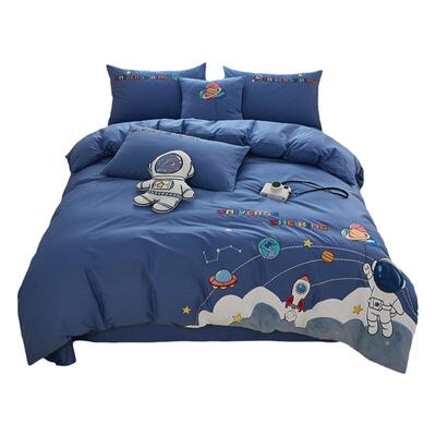 全棉儿童卡通男孩刺绣四件套