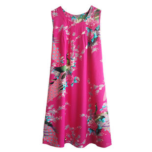 夏季人造棉睡裙女士连衣裙棉绸睡衣中老年无袖纯棉加大码薄款睡裙