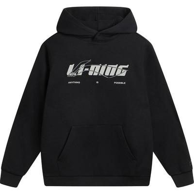 李宁情侣加绒连帽卫衣宽松