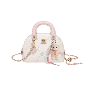 Disney/迪士尼正品草莓熊2025新款高级感贝壳包粉色手提斜挎包女