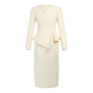 2026新款法式时尚收腰显瘦不规则设计名媛连衣裙职业女性优雅包臀