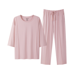 [冰立方]三枪家居服春季抗菌防螨睡衣女冰丝凉感莫代尔中袖薄款