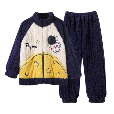 男童睡衣秋冬新款保暖家居服套装