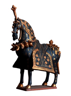 马年北魏风描金陶马到成功摆件