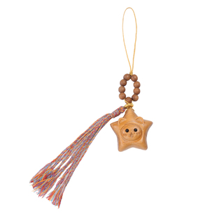 庙街文玩崖柏星人挂件木雕小星星钥匙包包扣可爱文玩礼物创意DIY