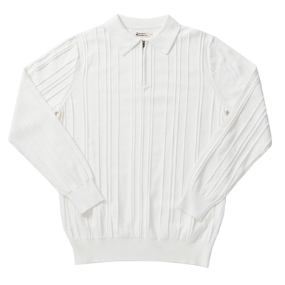 柴米长袖Polo衫男条纹全棉针织衫修身商务通勤咔叽美式复古秋季