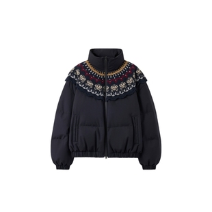 【ICE DUST】hug 2025秋冬新款费尔岛提花拼接羽绒服icedust