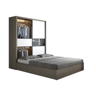 榻榻米衣柜床一体小户型现代简约1.2米儿童床1.8m踏踏高箱储物床