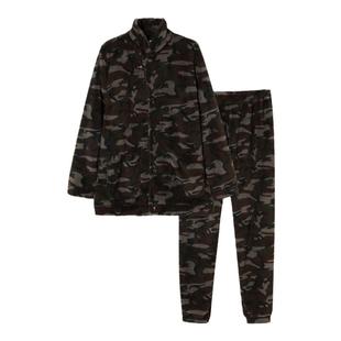 松永男士舒棉绒睡衣迷彩休闲柔软保暖舒适家居服套装珊瑚绒可外穿
