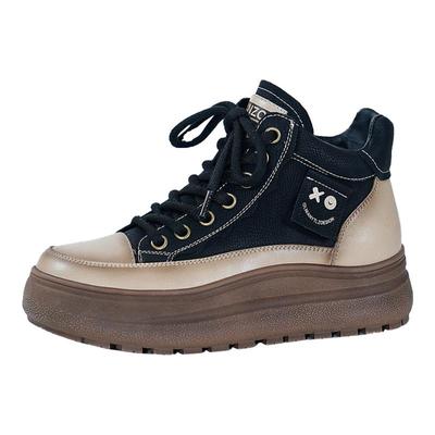 秋冬软牛皮马丁靴女真皮女鞋高帮