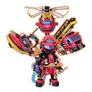 iblock消防员消防车救援小队人仔积木玩具儿童拼装男生日新年礼物