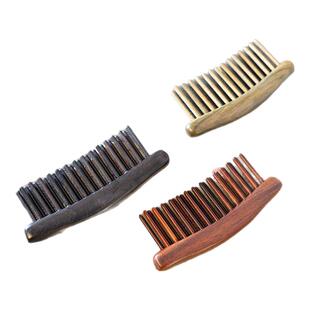 Zang又一雪 简约款双排插齿梳子 黑檀木红绿檀防静电便携按摩天然