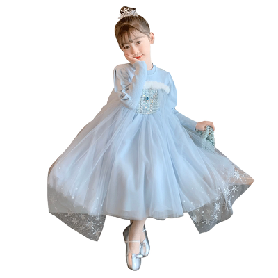 女童艾莎公主裙2025新款冬季小女孩洋气裙子儿童装秋冬爱莎连衣裙