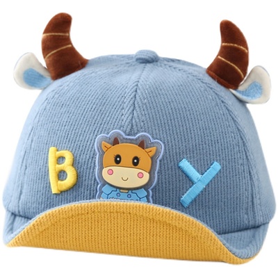 男女纯棉婴儿帽子宝宝牛角鸭舌帽