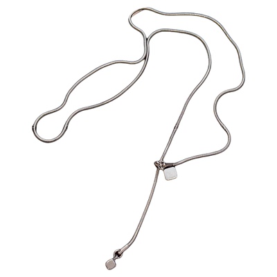 银色方糖抽拉项链长款毛衣链