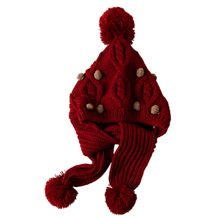 儿童帽子围巾一体帽秋冬季宝宝针织毛线帽男童女童保暖帽护耳加厚