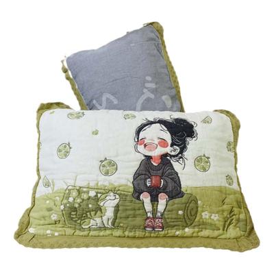 新泡芙蕾丝纯棉纱布按扣乳胶枕套大尺寸一对装加厚成人全棉内胆套