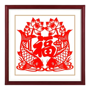 纯手工剪纸福字窗花传统剪纸装饰贴纸春节用品锦鲤荷花