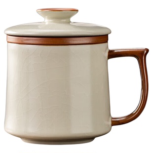 金镶玉米黄汝窑茶杯大容量陶瓷茶水泡茶水杯办公室个人专用杯子