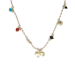 LAZY CIRCLES彩色编绳小马小象项链多宝石小众马年秋冬新年礼物