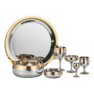 高档304不锈钢红酒杯高脚杯创意金边杯马丁尼杯点心小吃碗雪糕杯