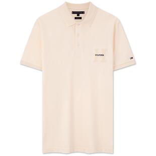 【透气舒适】Tommy春夏男装纯棉珠地网眼绒面字母翻领短袖POLO衫