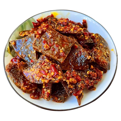 柴火猪肝湖南风味小吃香辣入味