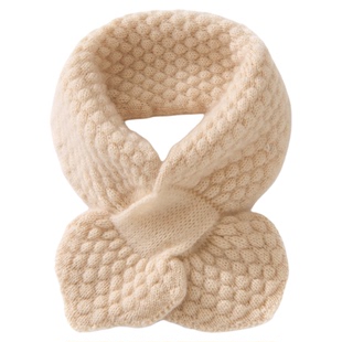 儿童100%纯山羊绒男女秋冬护颈小围脖交叉针织双层保暖婴幼儿围巾