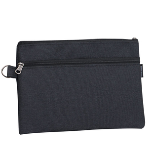 杰利a5文件袋双层拉链式学生用牛津帆布大容量收纳袋手提资料袋加厚发票袋多功能分类票据文具袋定制印刷logo