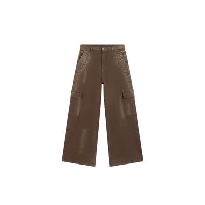 ICEDUST秋冬蕾丝花边脏染工装裤