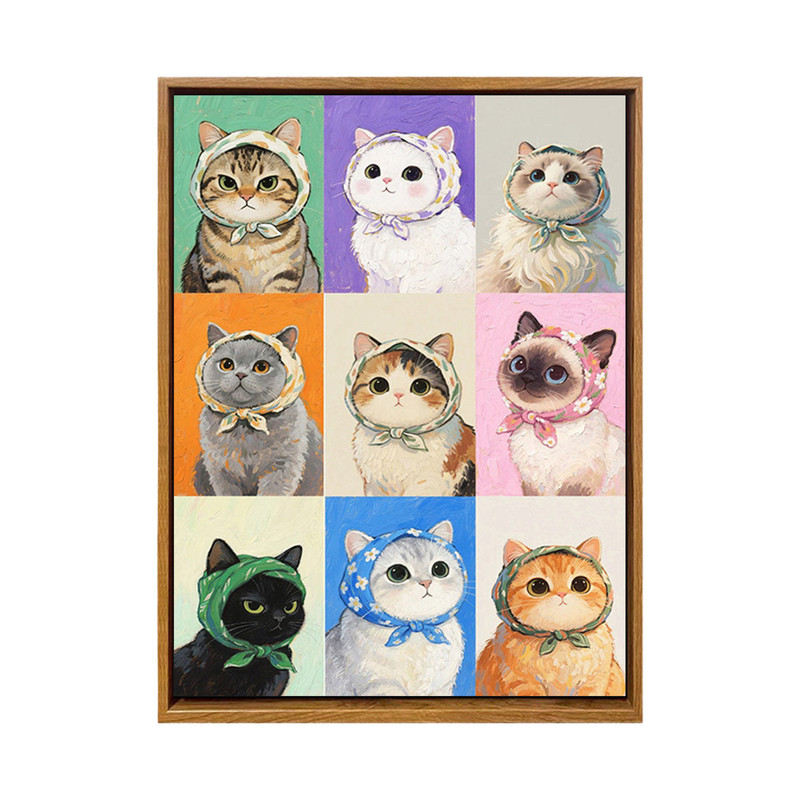 萌系头巾可爱猫咪DIY数字油画