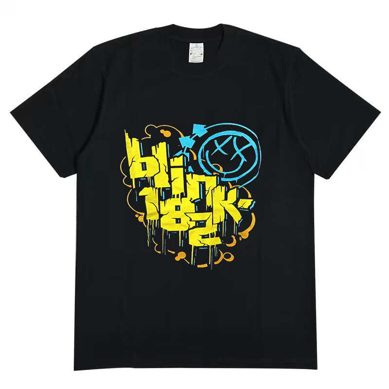 Blink.182乐队朋克摇滚潮牌风vintage古着撞色拼接潮牌男女半袖