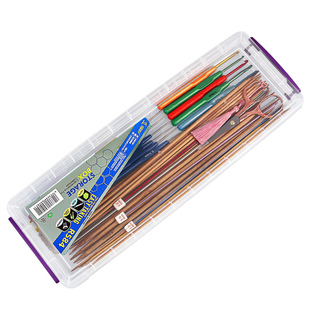 毛衣棒针收纳盒毛线针织棒长方形收纳盒子围巾针竹针手工编织勾针工具盒三燕牌打手工签子透明长条钢针整理盒