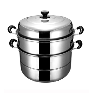 加厚不锈钢蒸锅二层多层蒸馍锅32cm家用蒸煮炖汤锅带蒸笼电磁炉用