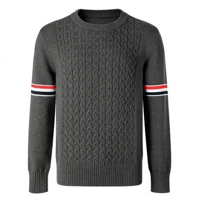 春秋季tb圆领套头毛衣全棉针织衫