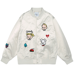 GUUKA&原田治联名日系横须贺夹克棒球服女款小狗刺绣落肩外套宽松
