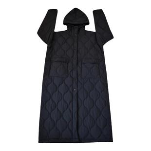 H AND E 原创童装2026新款冬季暗黑系菱形格绗棉连帽长棉服女童装