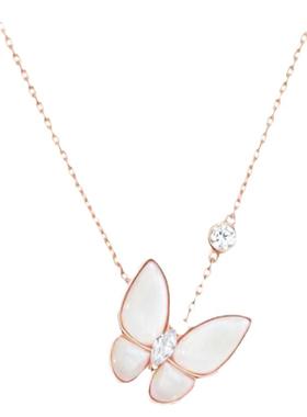 贝母蝴蝶微镶锆石生日礼物锁骨链