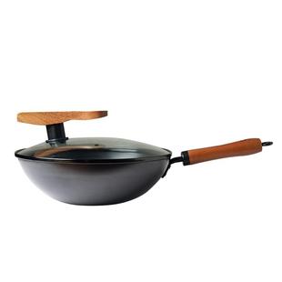 老饭骨老式铁锅无涂层炒菜锅不易粘锅精铁锅燃气灶专用熟铁锅家用