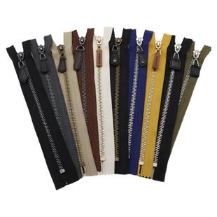 5号金属拉链全铜闭尾diy包包拉锁毛衣套头口袋裤子咖啡复古皮拉索
