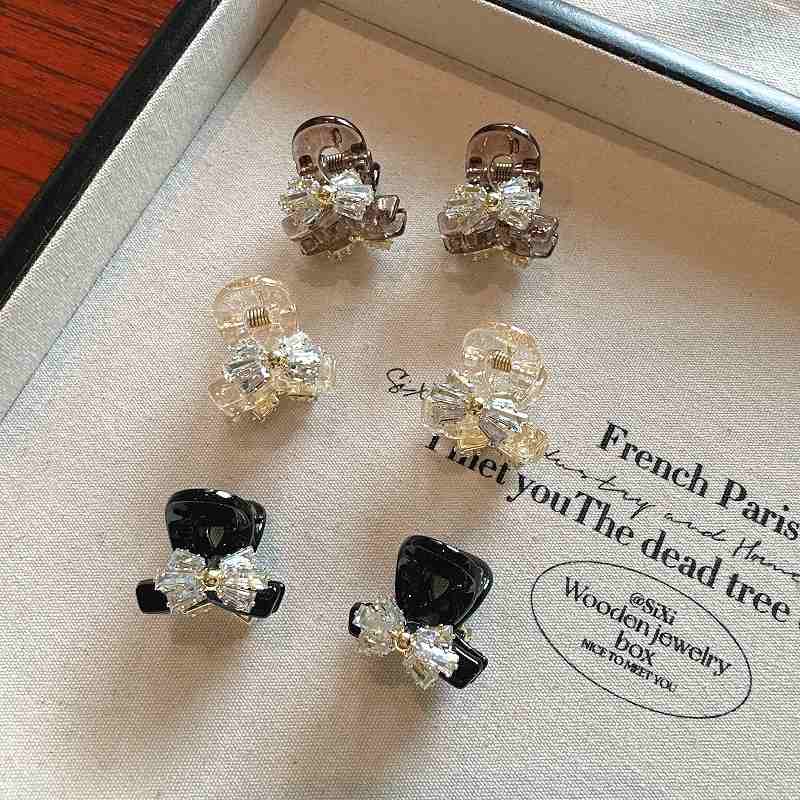 高级感水钻蝴蝶结小抓小号夹公主前额碎夹子抓侧边头发女刘海发夹