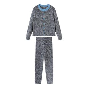 AR杂点半边绒开衫可外穿家居服套装保暖睡衣睡裤女2026新款秋冬