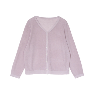 冰丝垂感V领彩色肌理感宽松百搭薄款针织防晒开衫 安妮森林