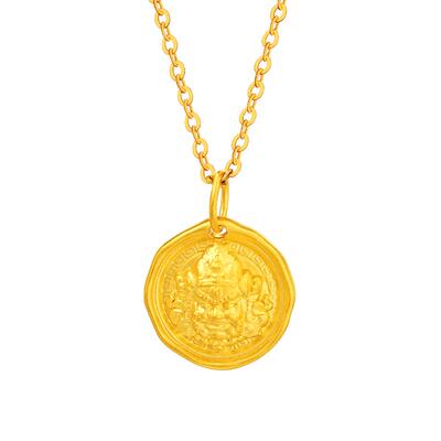 老庙足金黄财神立体浮雕吊坠