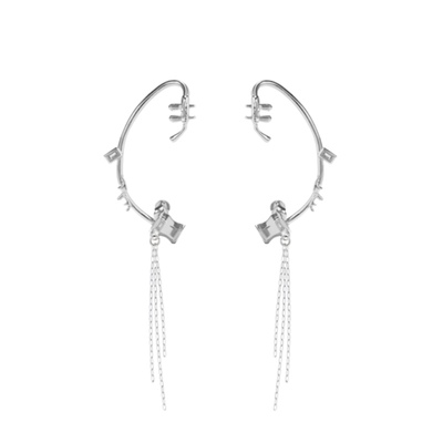 新中式铜镀白金情侣耳挂