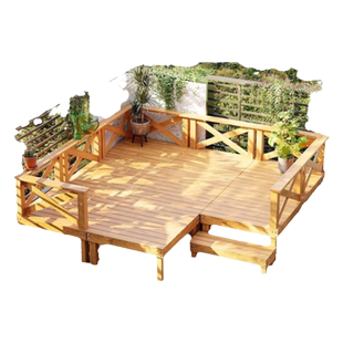 室外防腐木地台庭院露台木质榻榻米户外地板平台院子地面抬高铺设