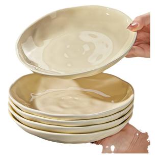 奶油风盘子菜盘家用2026新款陶瓷碗碟餐具釉下彩深餐盘高级感碟子