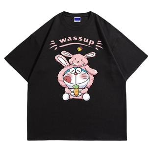 WASSUP HEODS 多啦a梦联名短袖T恤男生潮牌ins2022新品国潮美式重